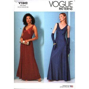 Vogue V1842 Womens 16 to 24 Special Occasion Cocktail Dress Uncut Sewing Pattern